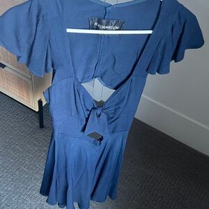 OG Vintage Reformation Midnight Blue Flutter Sleeve Dress